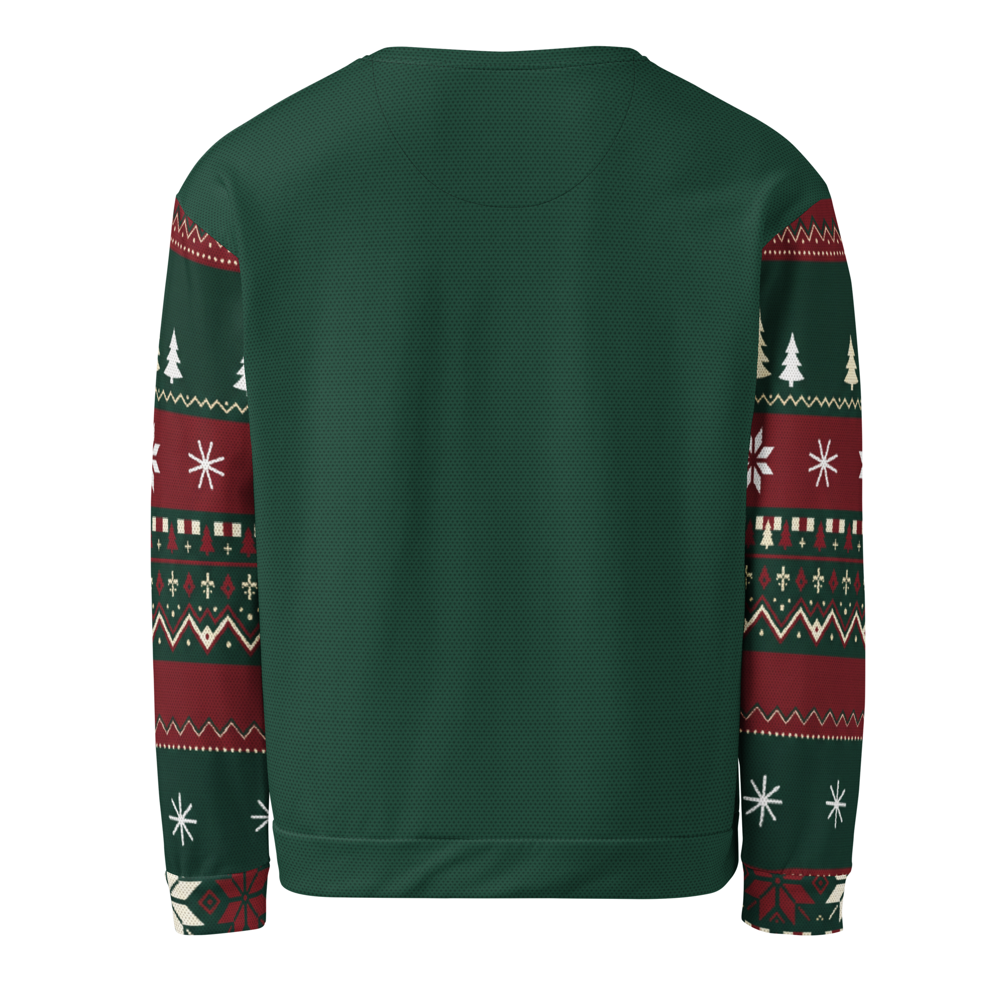 Welfare Check Ugly Christmas Sweatshirt, Evergreen, back