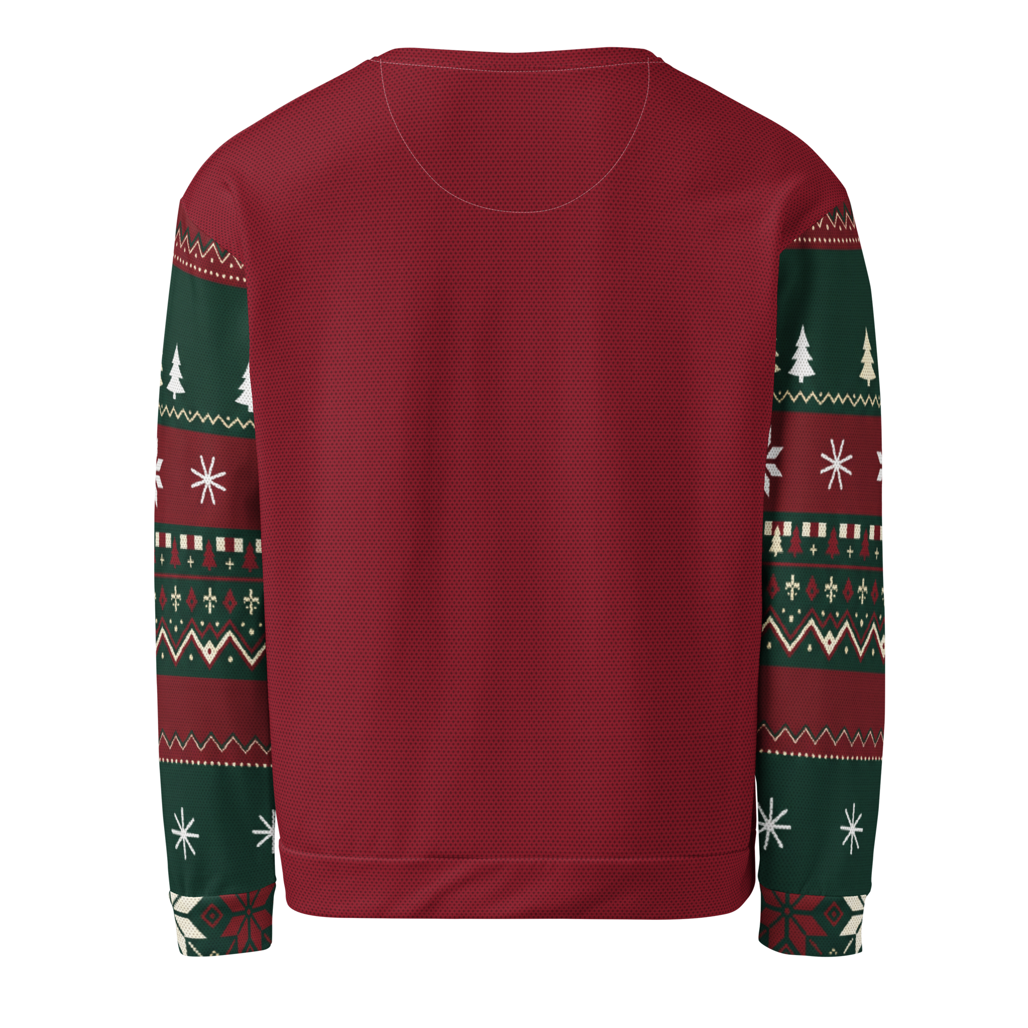 Welfare Check Ugly Christmas Sweatshirt, Red, back