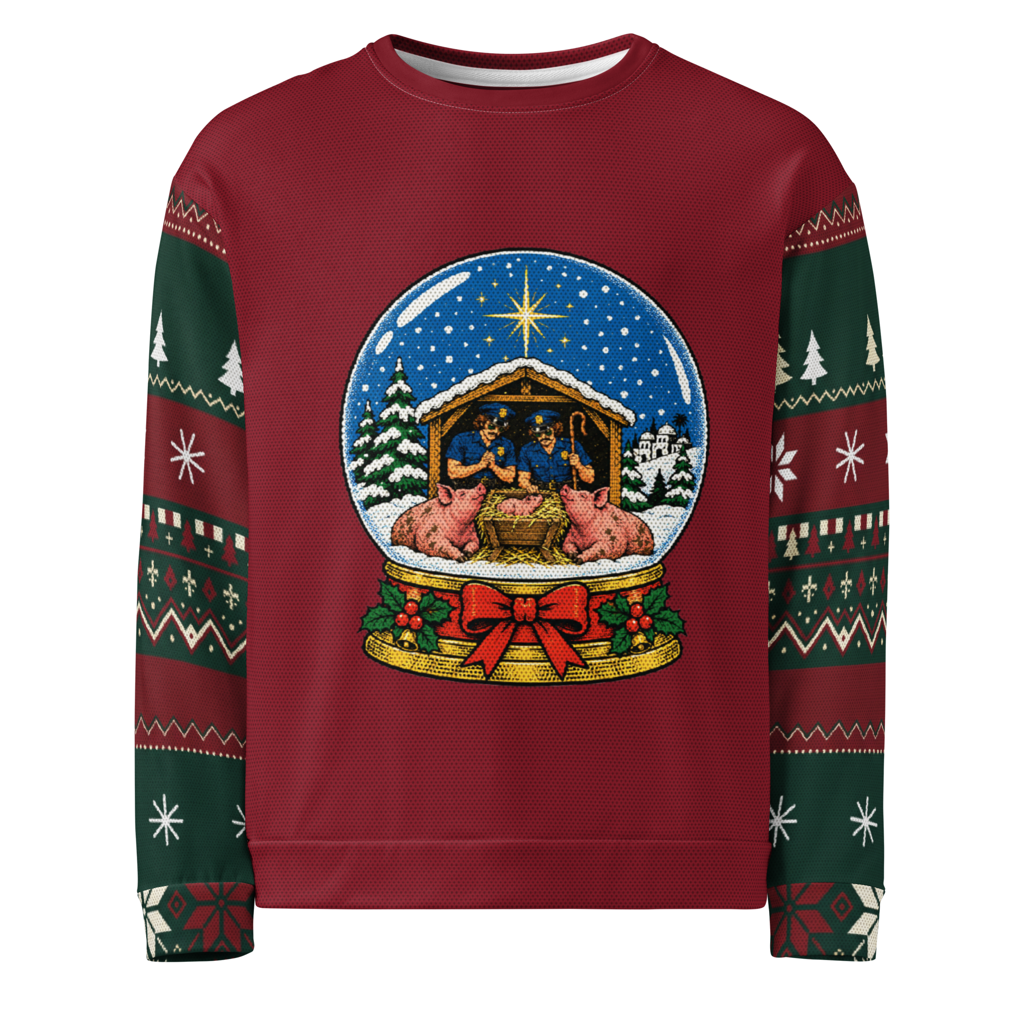 Welfare Check Ugly Christmas Sweatshirt, Red, front