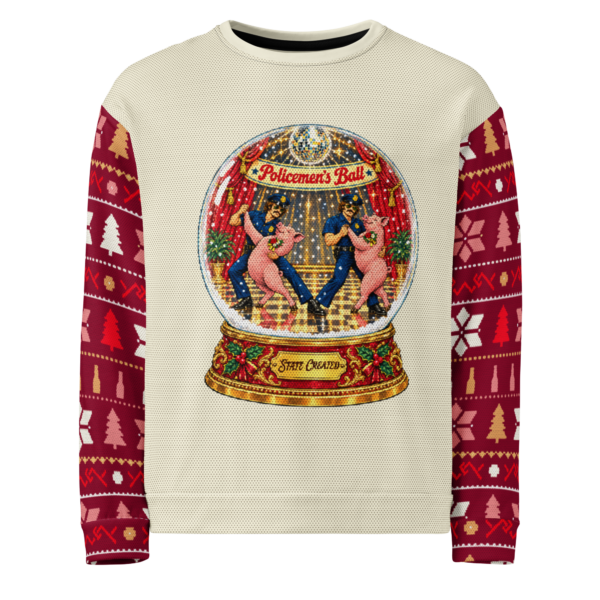 Policemen's Ball Ugly Christmas Sweatshirt, Cream, front