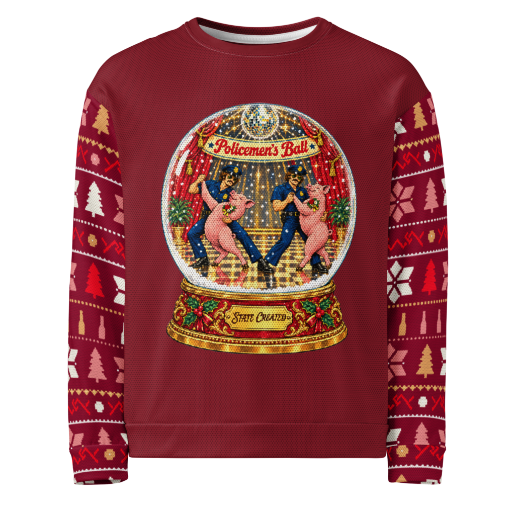 Policemen's Ball Ugly Christmas Sweatshirt, Red, front