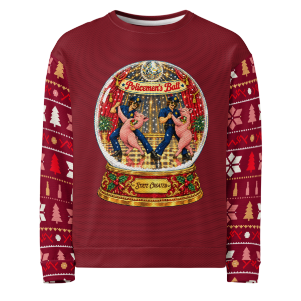 Policemen's Ball Ugly Christmas Sweatshirt, Red, front