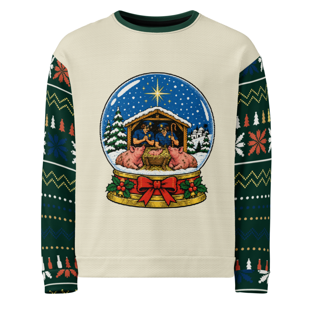 Welfare Check Ugly Christmas Sweatshirt, Cream, front