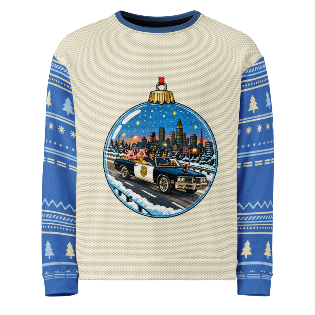 Ride-Along Ugly Christmas Sweatshirt, Cream, front