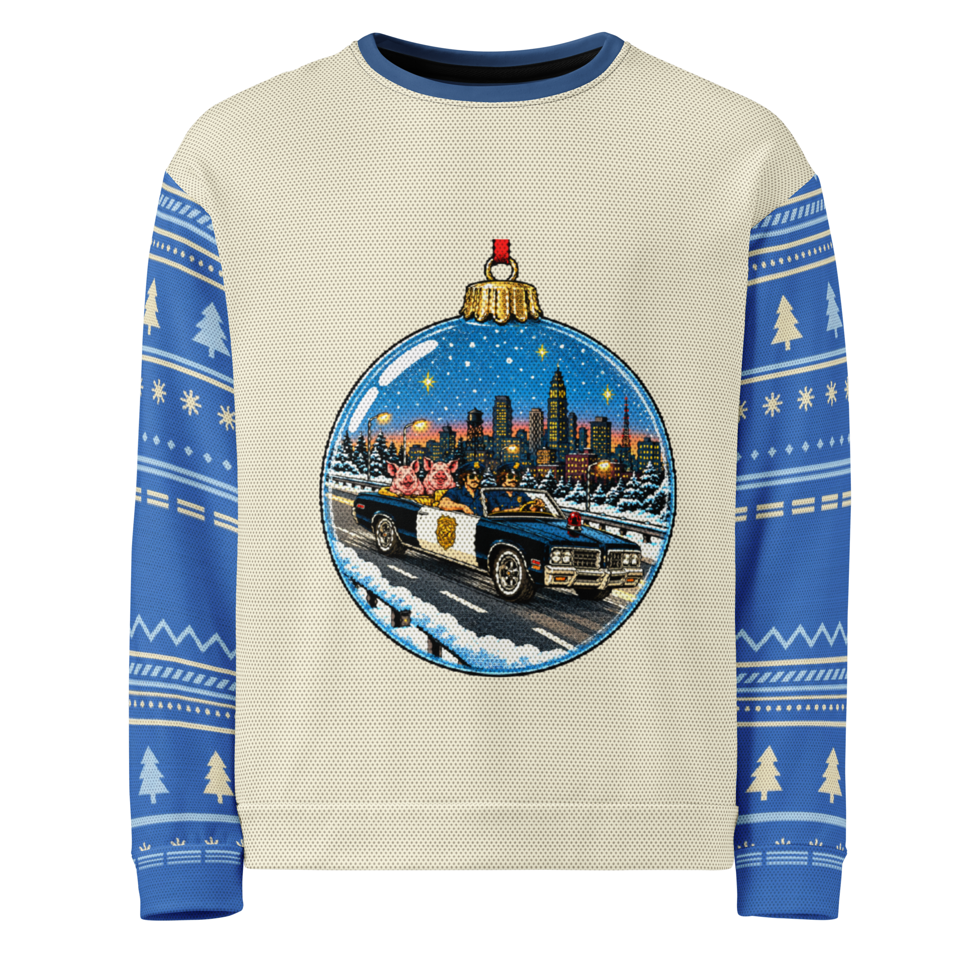 Ride-Along Ugly Christmas Sweatshirt, Cream, front
