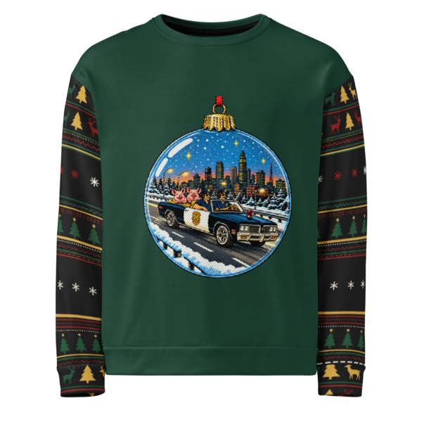 Ride-Along Ugly Christmas Sweatshirt, Evergreen, front