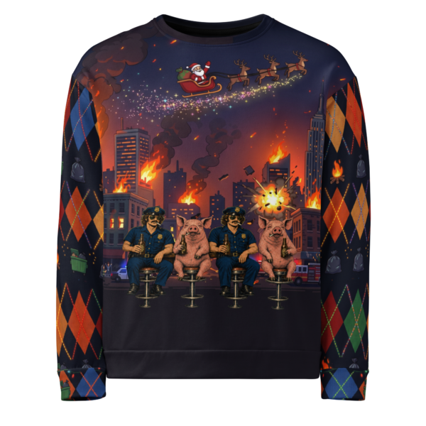 The State They Created Ugly Christmas Sweatshirt, Navy, front