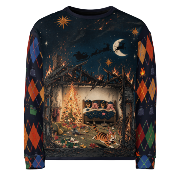 Thank You For Your Service Ugly Christmas Sweatshirt, Navy, front