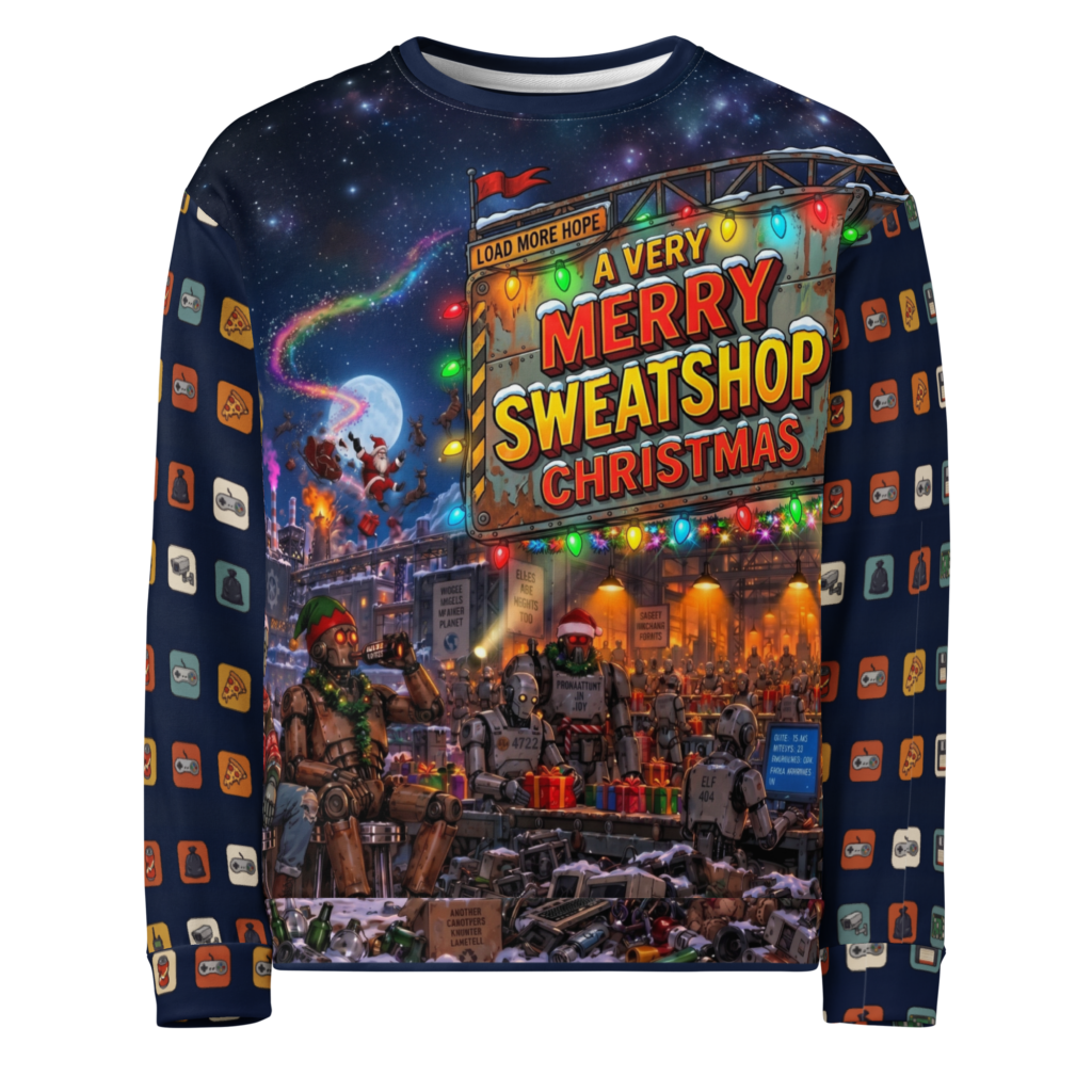 Sweatshop Christmas Ugly Christmas Sweatshirt, Navy, front
